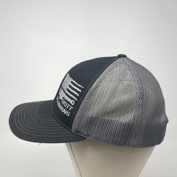 Bott Plumbing Snapback Trucker Hat Black One Size Mesh Back Richardson - Picture 3 of 10